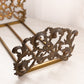 Vintage Large Brass Extendable Folding Book Rack with Fancy Designs