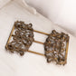 Vintage Large Brass Extendable Folding Book Rack with Fancy Designs