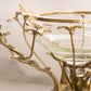 Vintage Large Brass Floral Bowl with Etched Glass Insert
