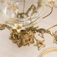 Vintage Large Brass Floral Bowl with Etched Glass Insert