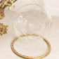Vintage Large Brass Floral Bowl with Etched Glass Insert