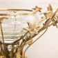 Vintage Large Brass Floral Bowl with Etched Glass Insert