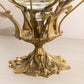 Vintage Large Brass Floral Bowl with Etched Glass Insert