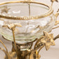 Vintage Large Brass Floral Bowl with Etched Glass Insert