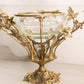 Vintage Large Brass Floral Bowl with Etched Glass Insert