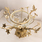 Vintage Large Brass Floral Bowl with Etched Glass Insert