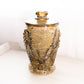 Vintage Large Brown Amber Glass Lidded Elephant Cookie Jar