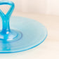 Vintage Large Circular Blue Iridescent Stretch Glass Tidbit Tray