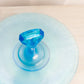 Vintage Large Circular Blue Iridescent Stretch Glass Tidbit Tray