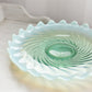 Vintage Large Circular Green Opalescent Glass Footed Tray