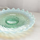 Vintage Large Circular Green Opalescent Glass Footed Tray