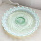 Vintage Large Circular Green Opalescent Glass Footed Tray