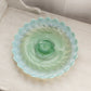 Vintage Large Circular Green Opalescent Glass Footed Tray
