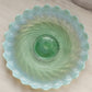 Vintage Large Circular Green Opalescent Glass Footed Tray