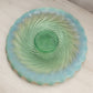 Vintage Large Circular Green Opalescent Glass Footed Tray