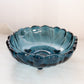 Vintage Large Dark Blue Bowl Flower Shaped Bowl with 3 Toes
