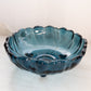 Vintage Large Dark Blue Bowl Flower Shaped Bowl with 3 Toes