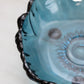 Vintage Large Dark Blue Bowl Flower Shaped Bowl with 3 Toes