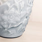 Vintage Large Fenton Blue Grey Cased Glass Vase with Floral Designs
