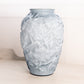 Vintage Large Fenton Blue Grey Cased Glass Vase with Floral Designs