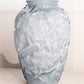 Vintage Large Fenton Blue Grey Cased Glass Vase with Floral Designs