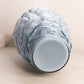 Vintage Large Fenton Blue Grey Cased Glass Vase with Floral Designs