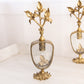 Vintage Large Gold Tone Metal and Clear glass Floral Perfume Bottle