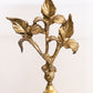 Vintage Large Gold Tone Metal and Clear glass Floral Perfume Bottle