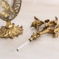 Vintage Large Gold Tone Metal and Clear glass Floral Perfume Bottle