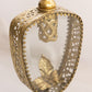 Vintage Large Gold Tone Metal and Clear glass Floral Perfume Bottle
