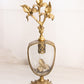 Vintage Large Gold Tone Metal and Clear glass Floral Perfume Bottle