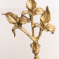 Vintage Large Gold Tone Metal and Clear glass Floral Perfume Bottle