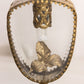 Vintage Large Gold Tone Metal and Clear glass Floral Perfume Bottle
