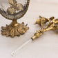 Vintage Large Gold Tone Metal and Clear glass Floral Perfume Bottle