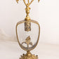 Vintage Large Gold Tone Metal and Clear glass Floral Perfume Bottle