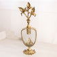 Vintage Large Gold Tone Metal and Clear glass Floral Perfume Bottle