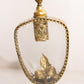 Vintage Large Gold Tone Metal and Clear glass Floral Perfume Bottle