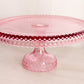 Vintage Large LE Smith Glass Pink Hobnail Cake Stand