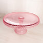 Vintage Large LE Smith Glass Pink Hobnail Cake Stand