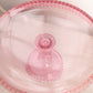 Vintage Large LE Smith Glass Pink Hobnail Cake Stand