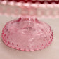 Vintage Large LE Smith Glass Pink Hobnail Cake Stand