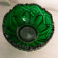 Vintage Large LE Smith Quintec Dark Green Glass Bowl