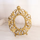 Vintage Large Ornate Oval Brass Floral Standing Picture Frame