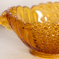 Vintage Large Oval Amber Glass Daisy and Button Console Bowl