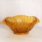 Vintage Large Oval Amber Glass Daisy and Button Console Bowl
