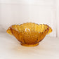 Vintage Large Oval Amber Glass Daisy and Button Console Bowl
