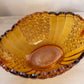 Vintage Large Oval Amber Glass Daisy and Button Console Bowl