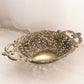 Vintage Large Oval Gold Tone Handled Bowl with Floral Designs