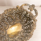 Vintage Large Oval Gold Tone Handled Bowl with Floral Designs