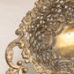 Vintage Large Oval Gold Tone Handled Bowl with Floral Designs
